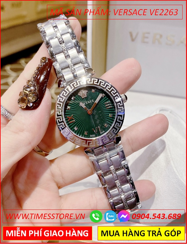 dong-ho-nu-versace-daphnis-mat-xanh-la-day-kim-loai-timesstore-vn