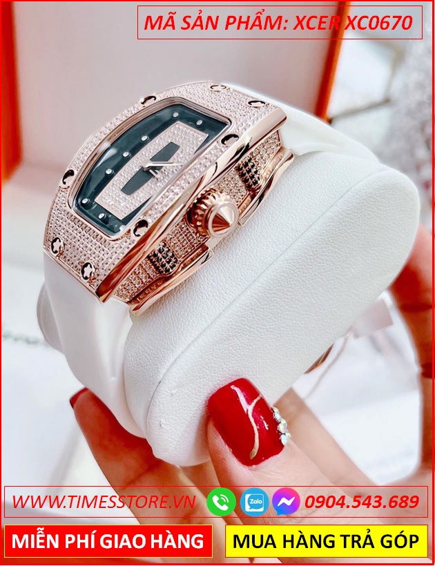dong-ho-nu-xcer-mat-full-da-rose-gold-day-silicone-trang-timesstore-vn