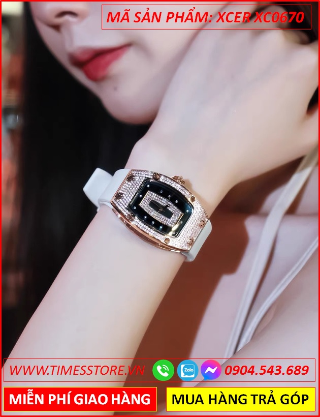 dong-ho-nu-xcer-mat-full-da-rose-gold-day-silicone-trang-timesstore-vn