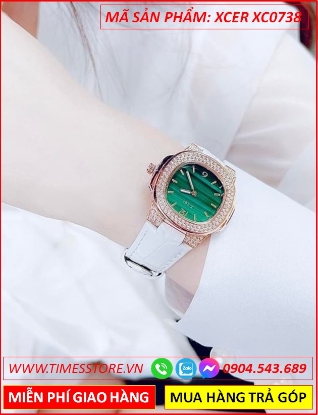 dong-ho-nu-xcer-mat-vuong-xanh-da-rose-gold-day-da-trang-timesstore-vn