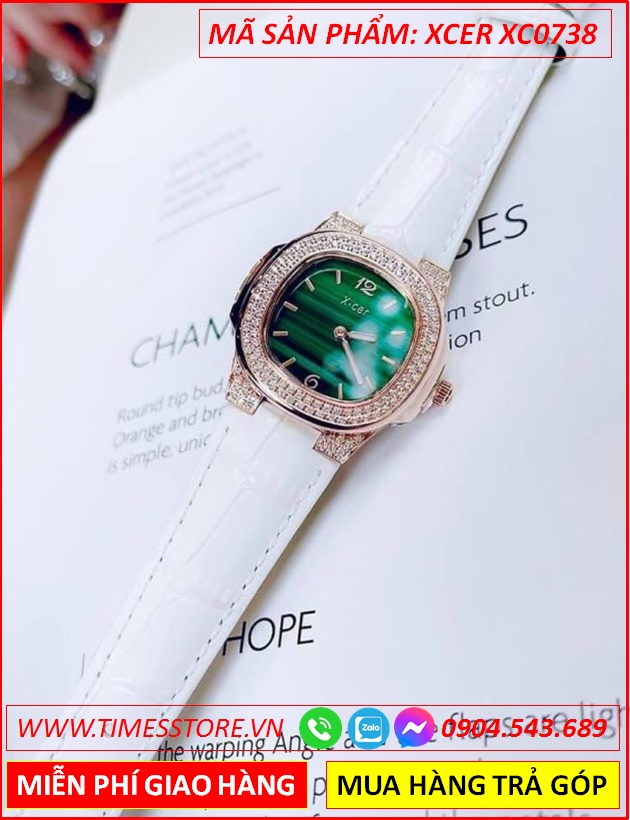 dong-ho-nu-xcer-mat-vuong-xanh-da-rose-gold-day-da-trang-timesstore-vn