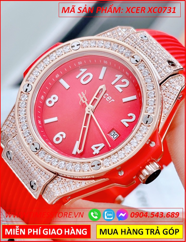 dong-ho-nu-xcer-tua-hublot-dinh-da-rose-gold-day-silicone-do-timesstore-vn