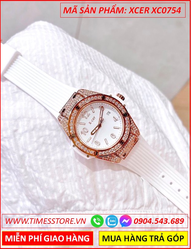 dong-ho-nu-xcer-tua-hublot-dinh-da-rose-gold-day-silicone-trang-timesstore-vn