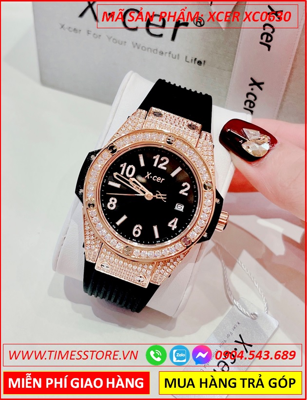 dong-ho-nu-xcer-tua-hublot-dinh-da-swarovski-rose-gold-day-silicone-timesstore-vn