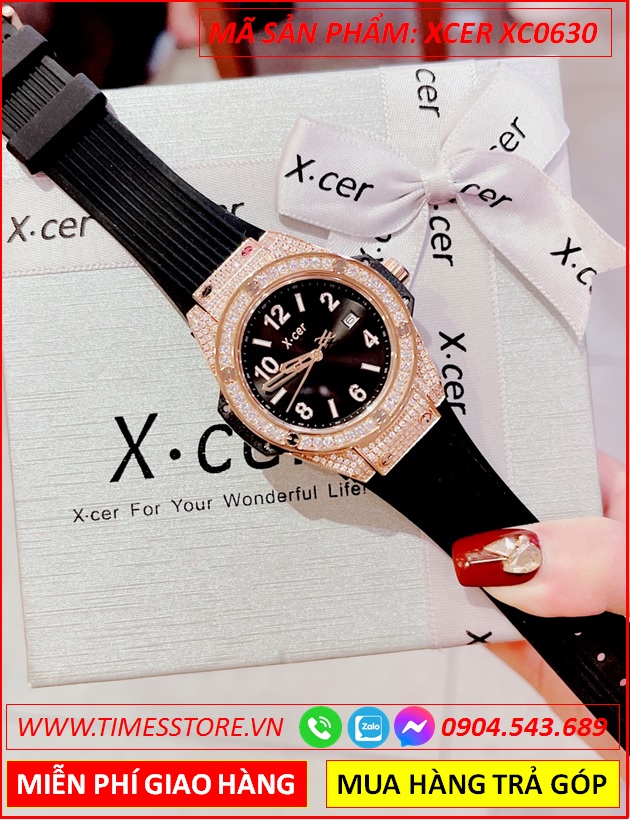 dong-ho-nu-xcer-tua-hublot-dinh-da-swarovski-rose-gold-day-silicone-timesstore-vn