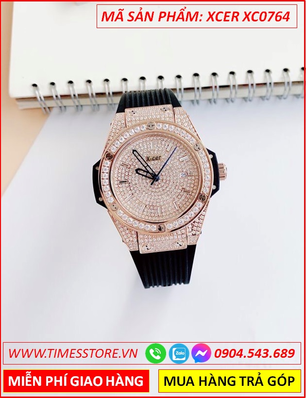 dong-ho-nu-xcer-tua-hublot-mat-full-da-rosse-gold-day-sillicone-den-timesstore-vn