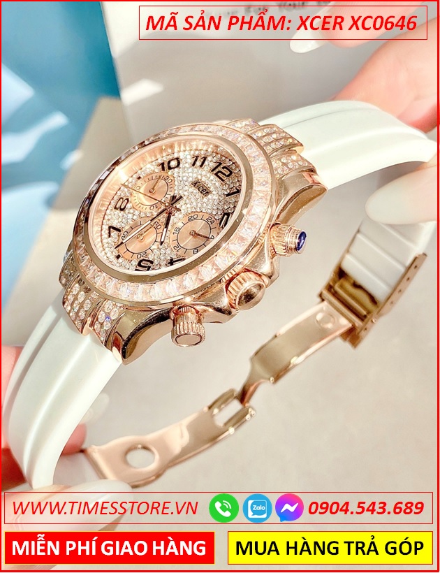 dong-ho-nu-xcer-tua-rolex-full-da-swarovski-rose-gold-day-cao-su-trang-timesstore-vn