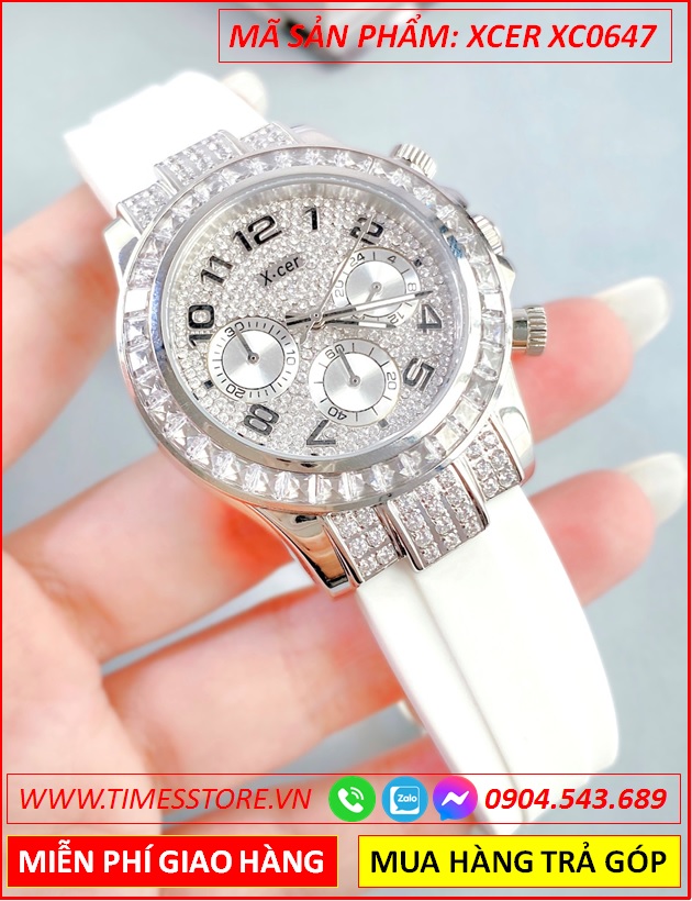 dong-ho-nu-xcer-tua-rolex-mat-full-da-swarovski-day-cao-su-trang-timesstore-vn