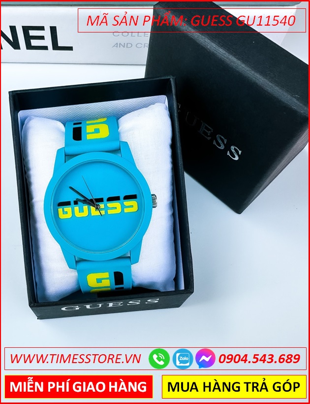 dong-ho-unisex-guess-logo-turquoise-day-sillicone-xanh-timesstore-vn