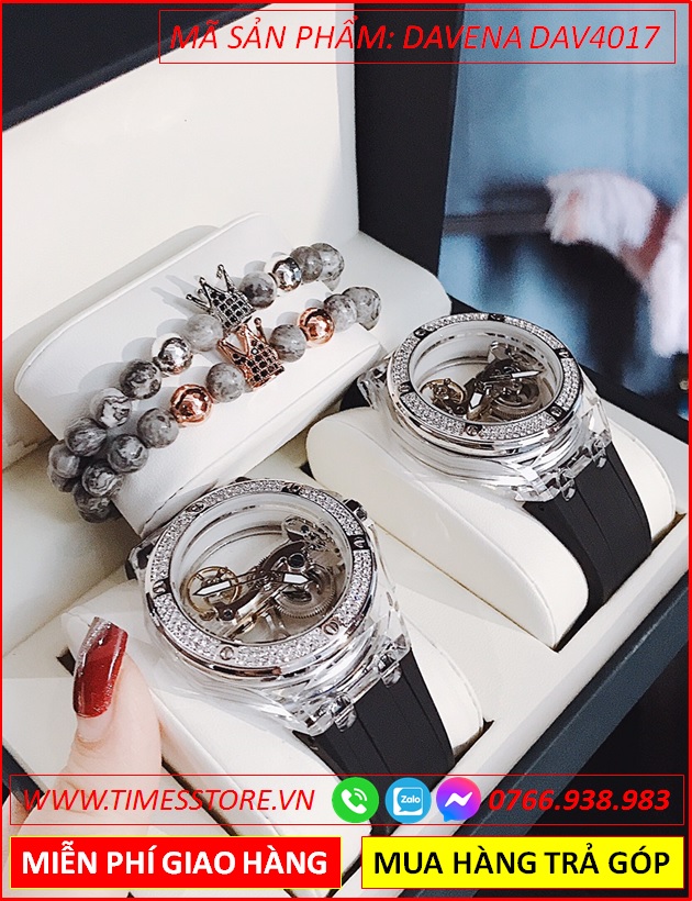 set-dong-ho-cap-doi-davena-unisex-automatic-lo-co-day-cao-su-dep-gia-re-timesstore-vn