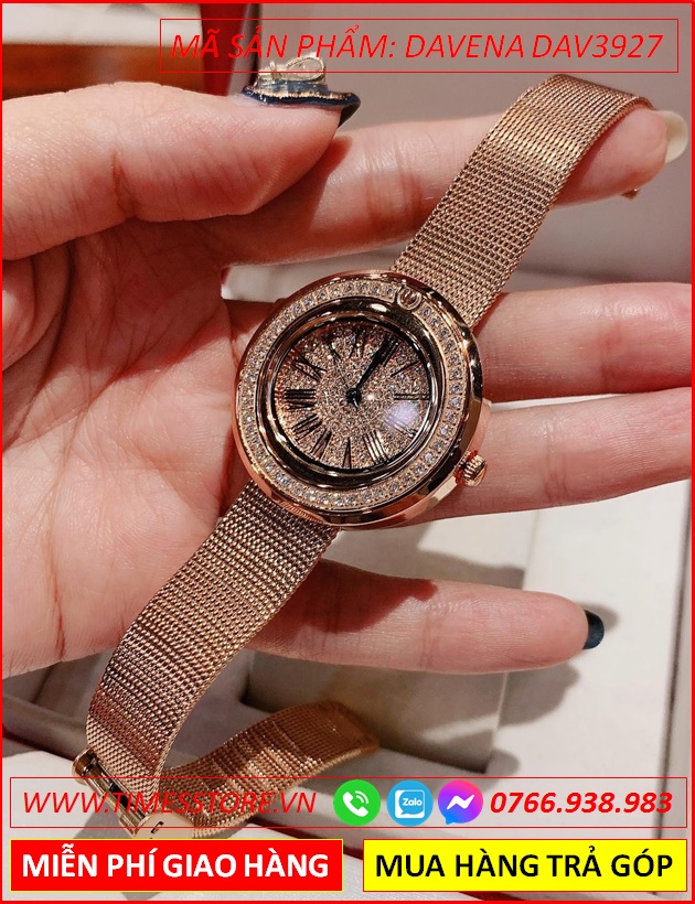 set-dong-ho-nu-davena-mat-tron-day-thep-luoi-mesh-rose-gold-chinh-hang-dep-gia-re-timesstore-vn