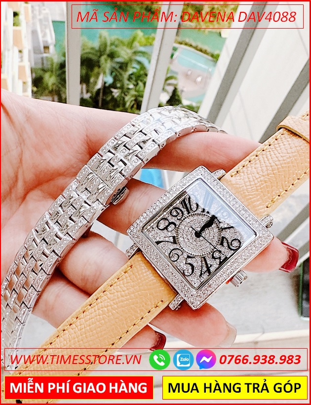 set-dong-ho-nu-davena-mat-vuong-full-da-swarovski-day-da-vang-timesstore-vn