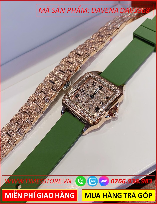 set-dong-ho-nu-davena-mat-vuong-full-da-swarovski-rose-gold-day-silicone-xanh-la-dep-gia-re-timesstore-vn