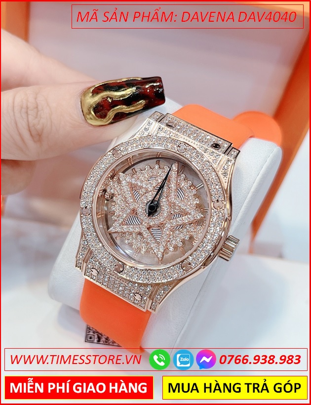 set-dong-ho-nu-davena-ngoi-sao-5-canh-mat-xoay-da-swarovski-rose-gold-day-silicone-mau-cam-dep-gia-re-timesstore-vn