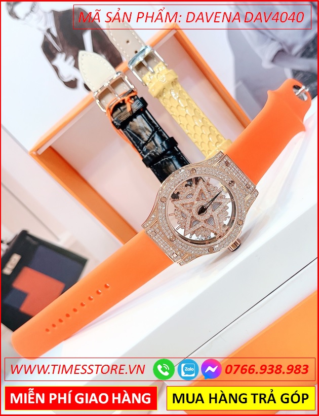 set-dong-ho-nu-davena-ngoi-sao-5-canh-mat-xoay-da-swarovski-rose-gold-day-silicone-mau-cam-dep-gia-re-timesstore-vn