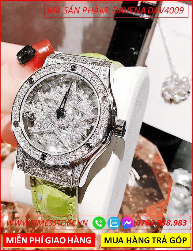 set-dong-ho-nu-davena-ngoi-sao-5-canh-mat-xoay-dinh-da-swarovski-silver-day-da-xanh-la-dep-gia-re-timesstore-vn