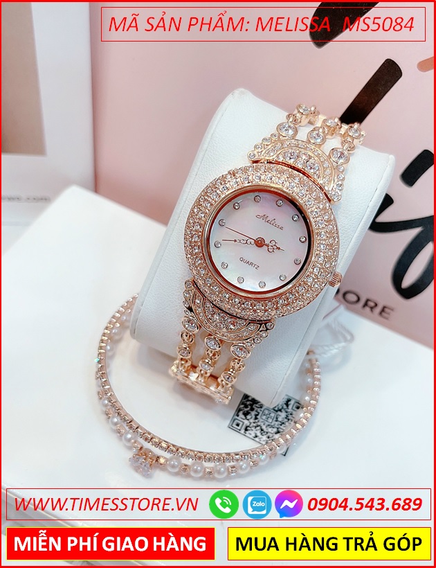 set-dong-ho-nu-melissa-mat-tron-vong-tay-dinh-da-rose-gold-timesstore-vn