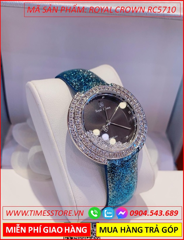 set-dong-ho-nu-royal-crown-mat-tron-xanh-da-chay-vien-swarovski-day-da-xanh-thoi-trang-dep-gia-re-timesstore-vn