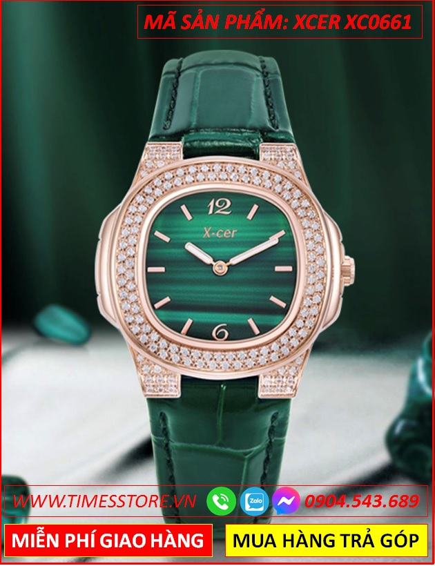 set-dong-ho-nu-xcer-mat-vuong-da-rose-gold-day-da-xanh-timesstore-vn