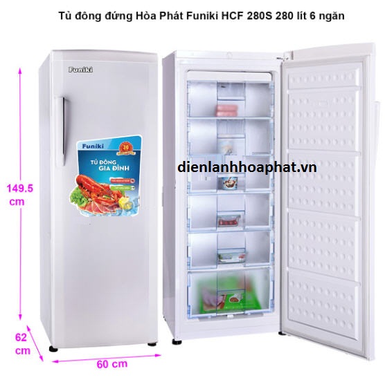 Tủ đông đứng Funiki Hòa Phát HCF 280S 280 lít 6 ngăn | ĐIỆN LẠNH