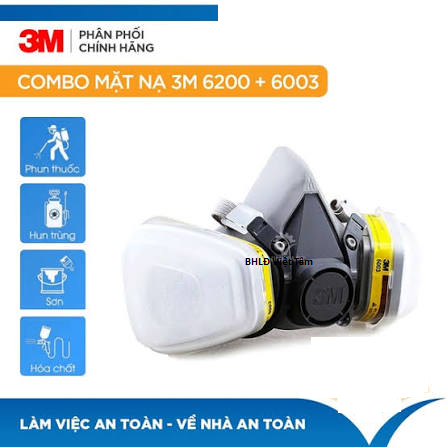 Bộ Mặt Nạ Phòng Độc 3M 6200 Kèm Phin Lọc 3M 6003