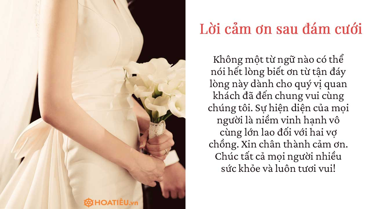 Lời cảm ơn khi nhận được quà cưới