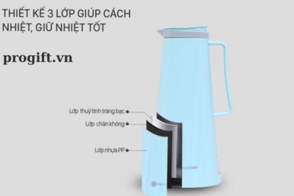 Bình giữ nhiệt thiết kế 3 lớp giúp cách nhiệt 