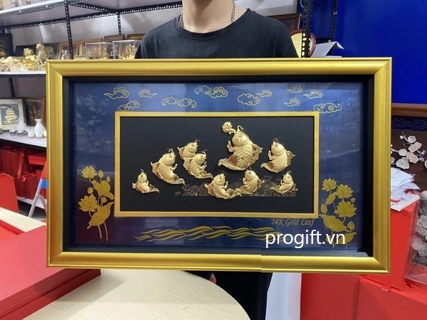 Mẫu tranh mạ vàng phong thủy làm quà tặng doanh nghiệp hiệu quả