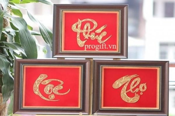Tranh chữ Phúc, Lộc, Thọ mạ vàng