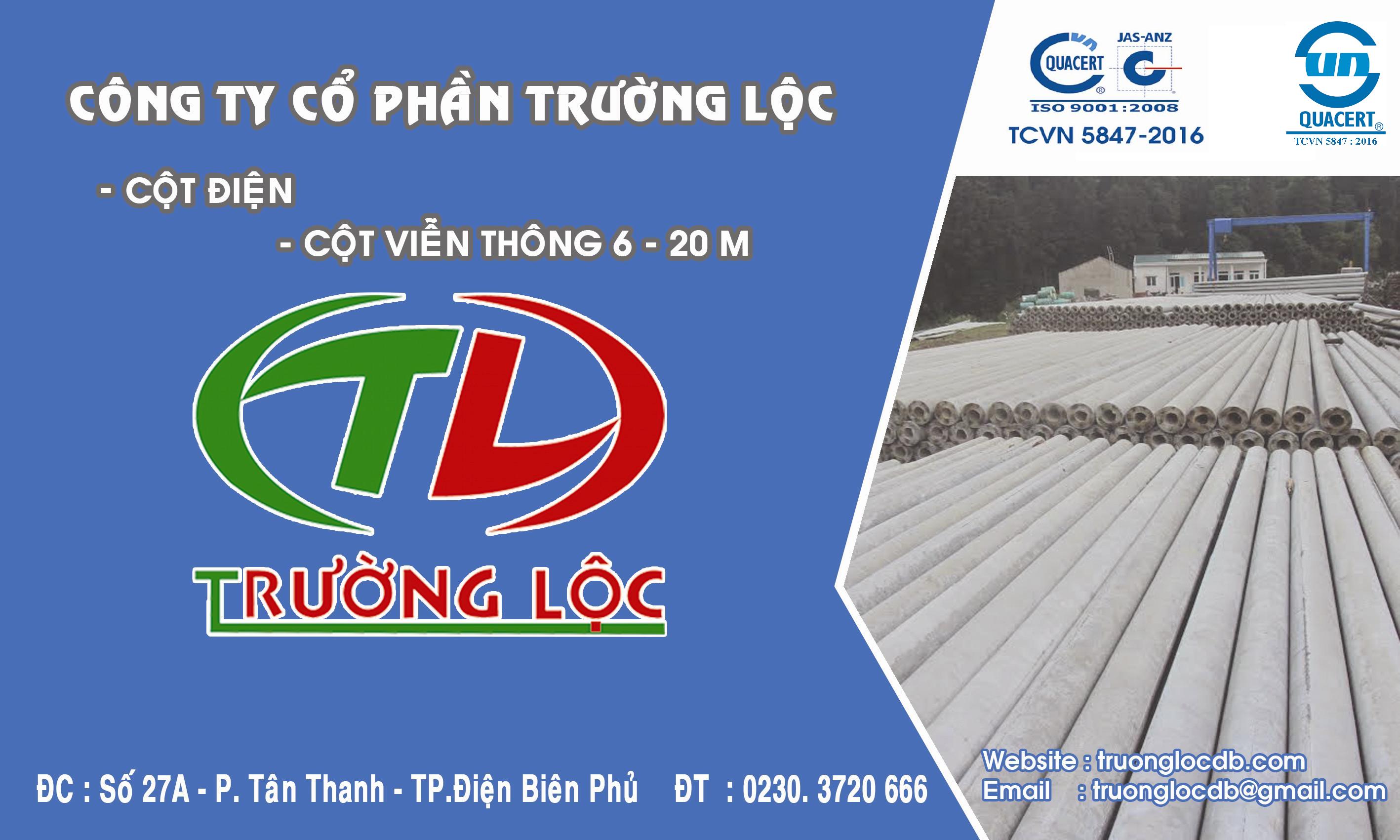 Sản phẩm Cột điên - Cột viễn thông bê tông của Trường Lộc Điện Biên đạt TCVN 5847 : 2016