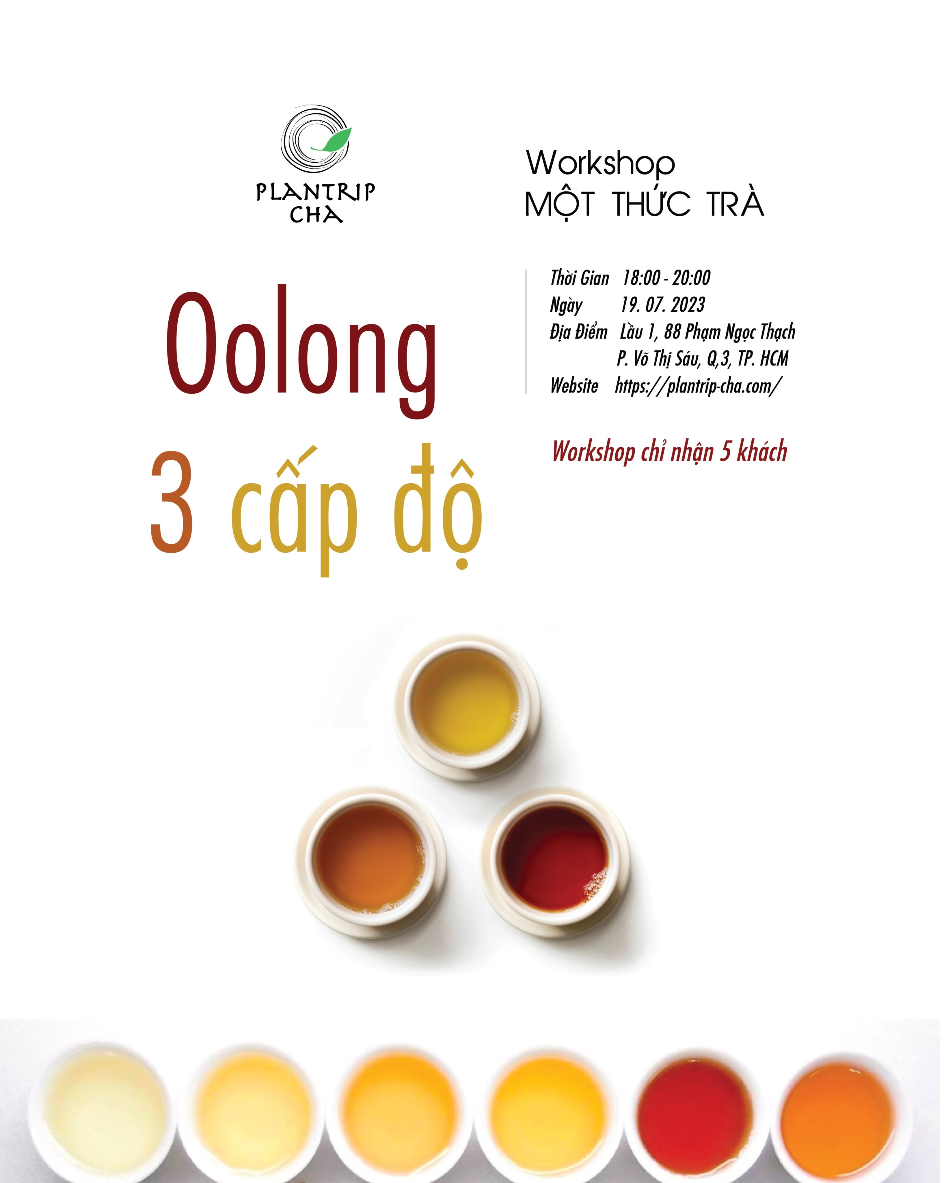 WORKSHOP MỘT THỨC TRÀ - TRÀ OOLONG 3 CẤP ĐỘ 12/07/2023