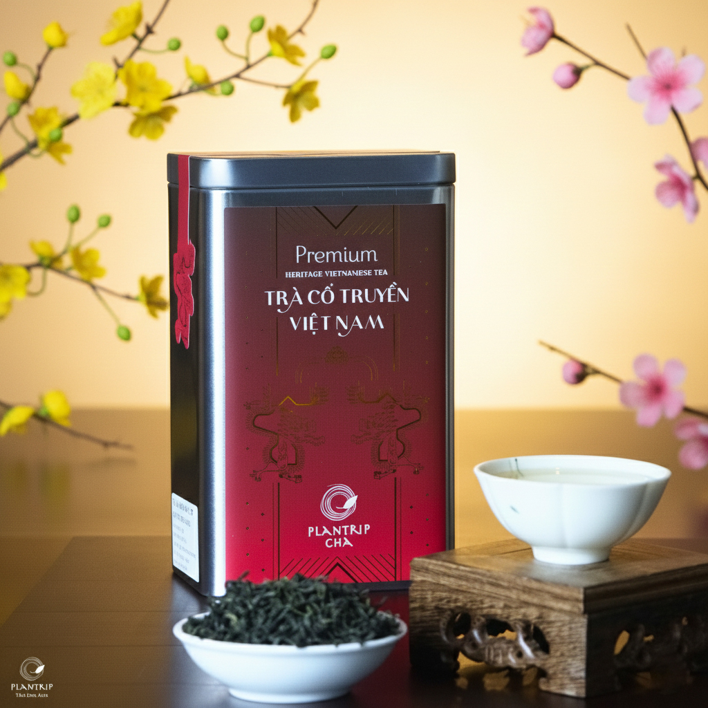 Trà Đinh trong Hộp Trà Cổ Truyền – Sắc đỏ ngày xuân