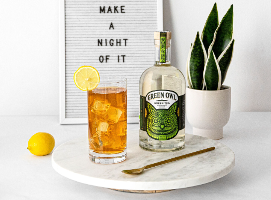 Thành phẩm cocktail Green Owl Iced Tea sau khi pha chế cùng nước trà (Ảnh: sưu tầm)