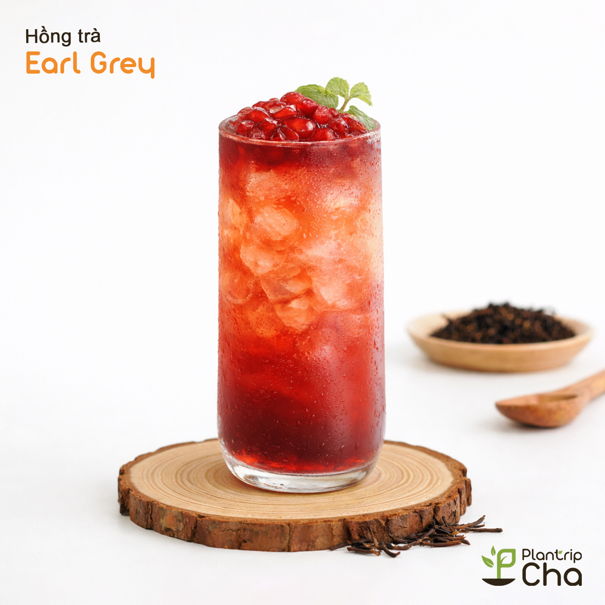 Hồng trà Earl Grey pha món hồng trà lựu đỏ.