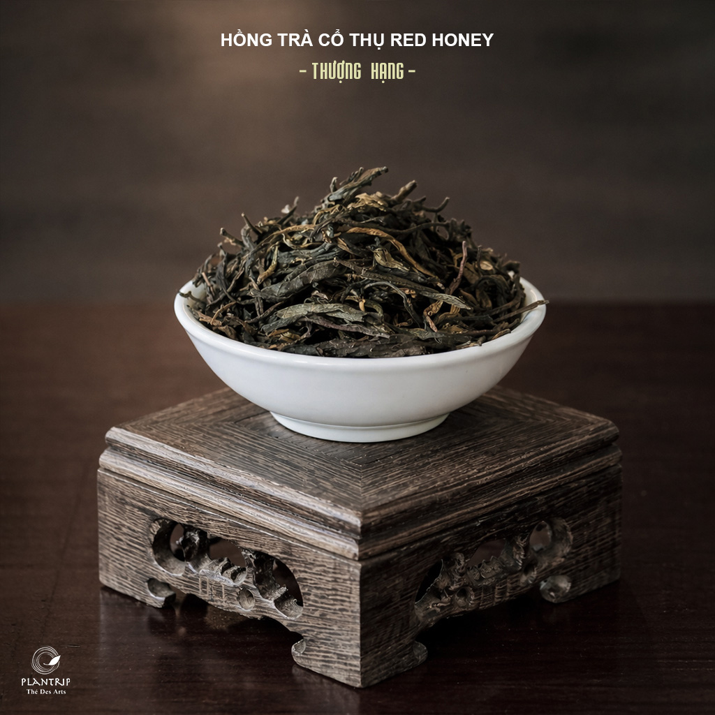 Hình dáng lá trà của Hồng Trà Cổ Thụ Red Honey - Plantrip Thé Des Arts.