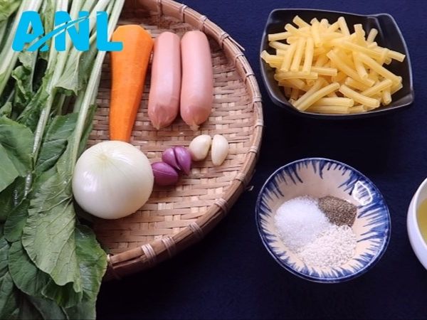 Nguyên liệu cần chuẩn bị nui xào rau củ
