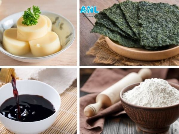 Chuẩn bị nguyên liệu cho đậu hũ cuộn rong biển