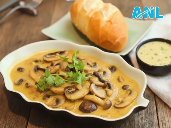 Nấm sốt bơ tỏi chấm bánh mì