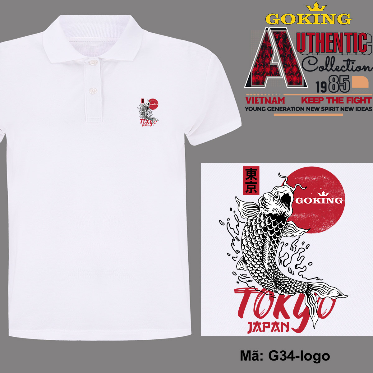 TOKYO, mã G34-logo. Áo thun polo nam nữ, form unisex. Áo phông cổ trụ Goking, vải cá sấu 3D, công nghệ chống nhăn Nhật Bản | GOKING.VN Tokyo, Mã G34-Logo. Áo Thun Polo Nam Nữ, Form Unisex. Áo Phông Cổ Trụ Goking, Vải Cá Sấu 3D, Công Nghệ Chống Nhăn Nhật Bản | Goking.Vn