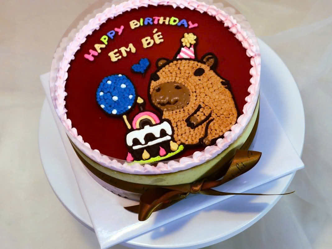 Flan Gateaux trang trí vẽ hình Capybara