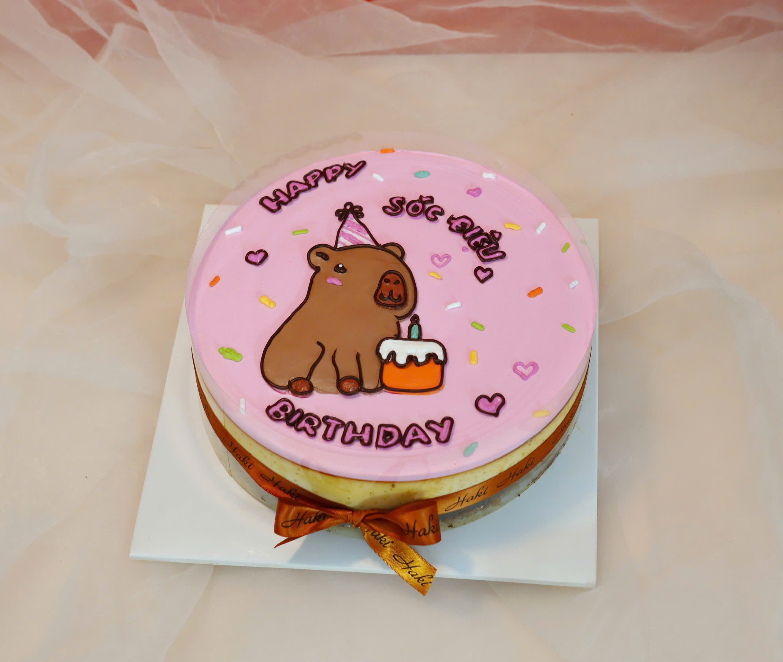 Flan Gateaux trang trí vẽ hình Capybara