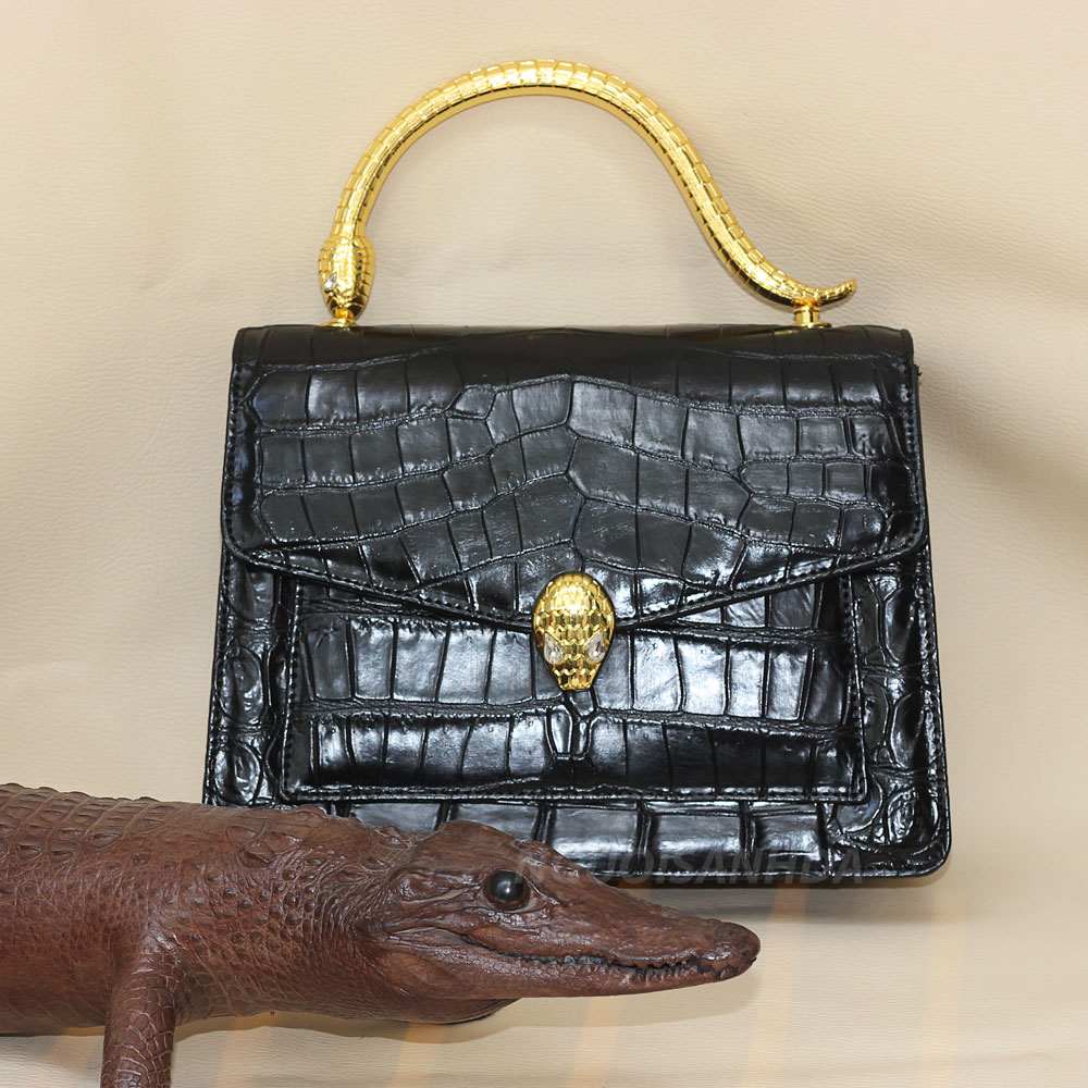 Túi xách da cá sấu màu đen