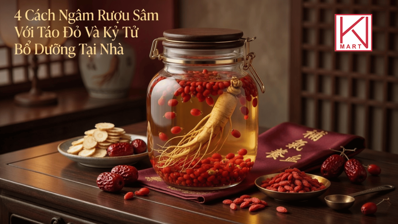 Ngâm rượu sâm với táo đỏ giúp bồi bổ sức khỏe