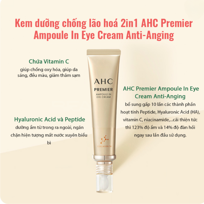 Kem Dưỡng Mắt AHC Premier Ampoule In Eye Cream Anti-Anging 40ml (Vàng)