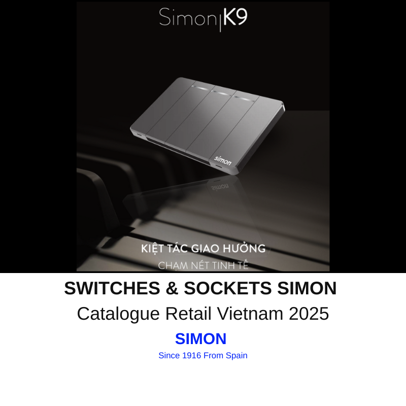 Catalogue bảng giá công tắc ổ cắm mặt chữ nhật Simon K9