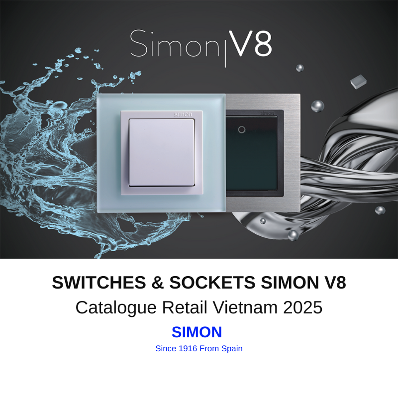Catalogue Bảng giá công tắc ổ cắm mặt vuông Simon V8 2025