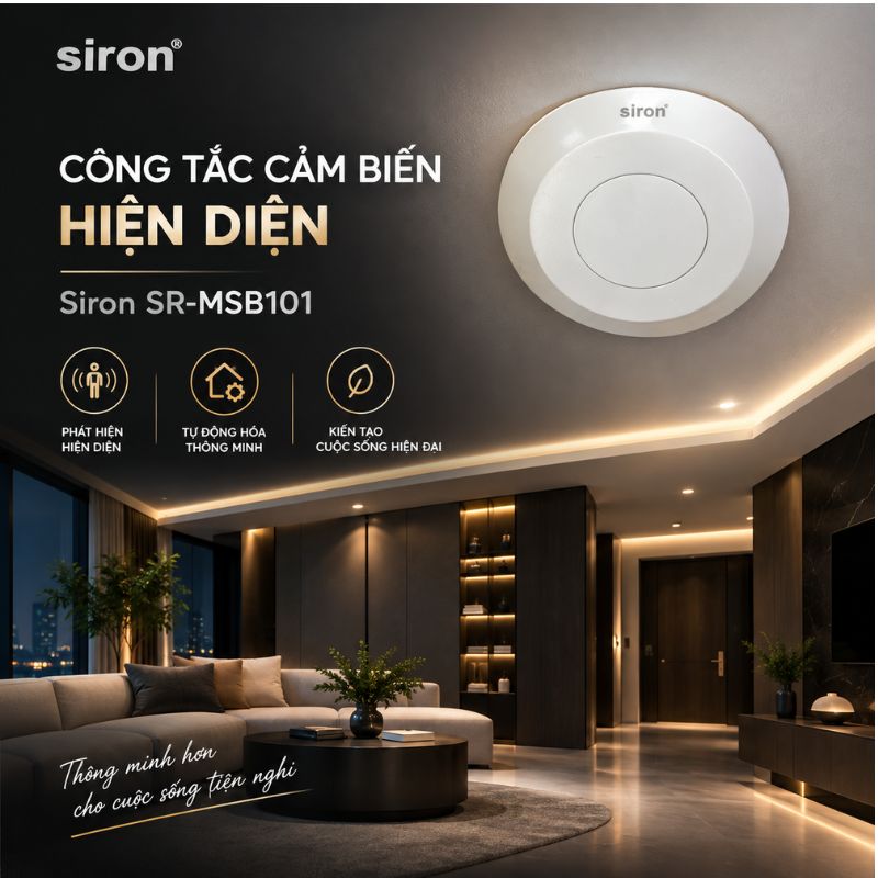 Cảm biến hiện diện không tắt đèn khi có người lắp nổi trần hãng Siron SR-MSB101