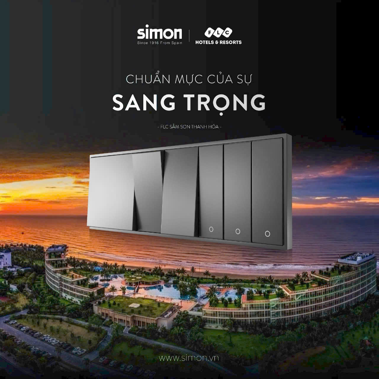 Công tắc ổ cắm mặt vuông Simon i7 cho Biệt Thự- Khách Sạn 