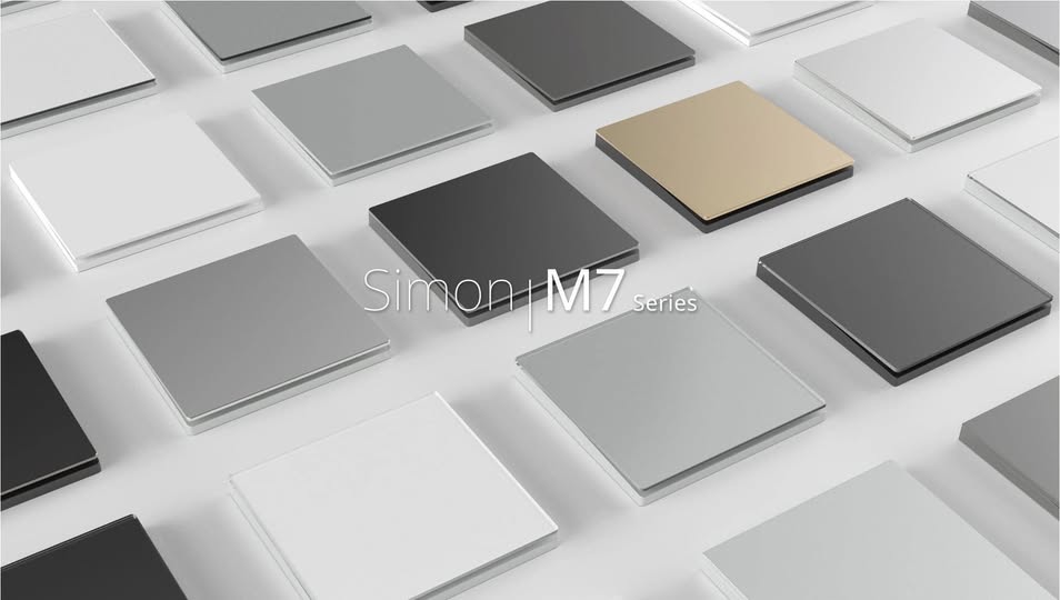 Simon M7- Công tắc ổ cắm tràn viền siêu mỏng mặt kim loại Metal