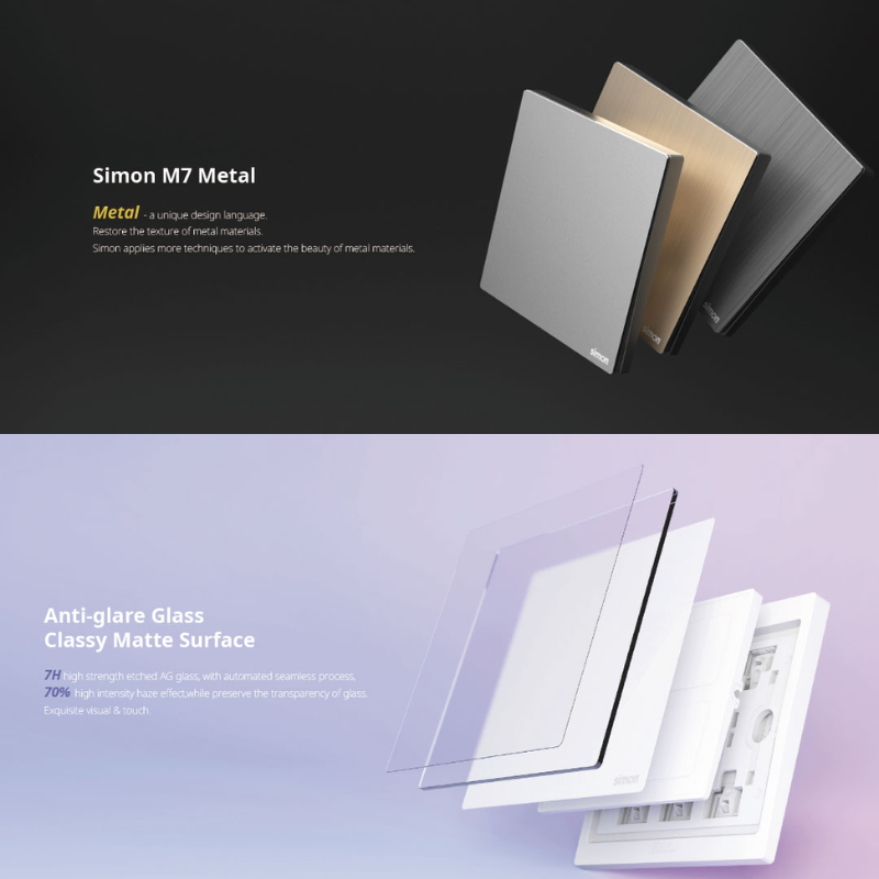 Công tắc thông minh mặt vuông Simon M7 Smart home